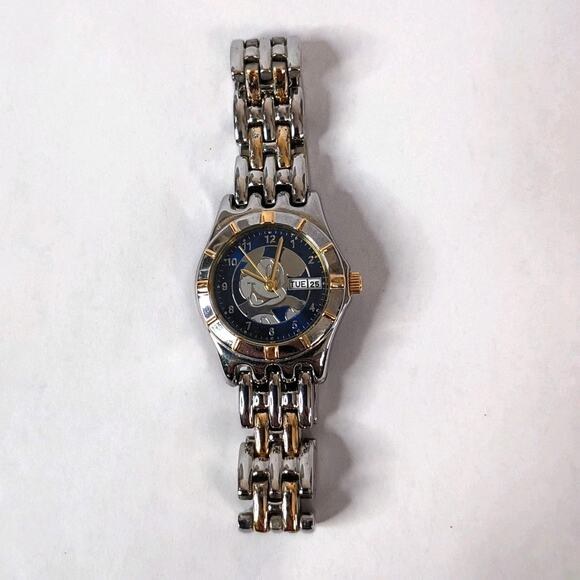 Vintage Two-Tone Disney Women's Mickey Mouse MUO159 Date Quartz Watch - Working - Picture 8 of 14